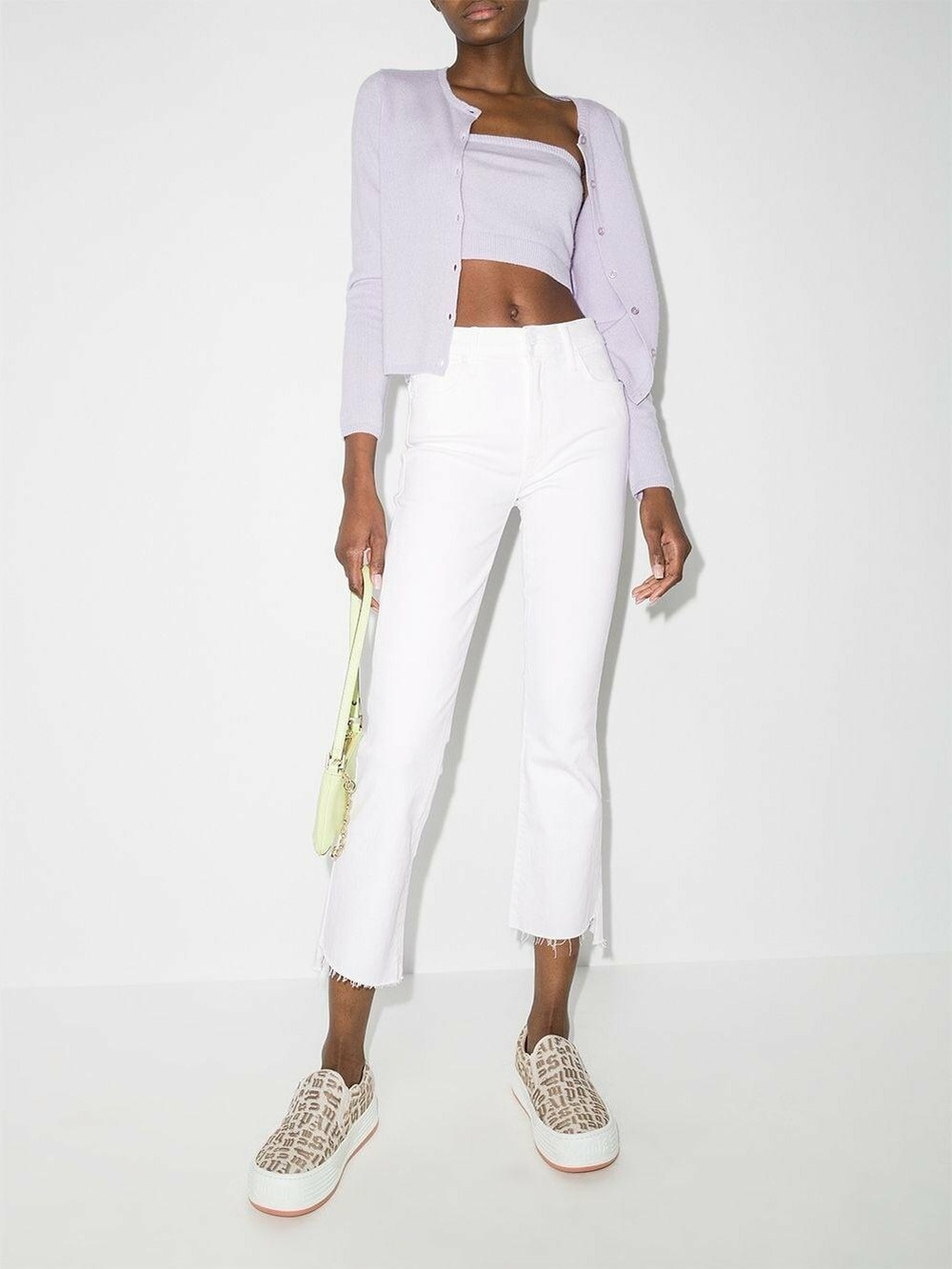 MOTHER The Insider Crop Step Fray in Fairest of Them All Size 29 White Jeans
